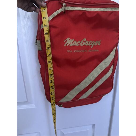 Vintage Red MacGregor Khaki Stripe Tennis Crossbody Bag EUC - Picture 2 of 8